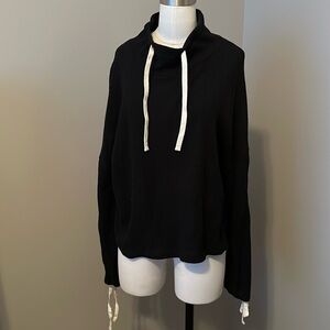Madewell long sleeve top, XL, black , thermal type mock neck with tie